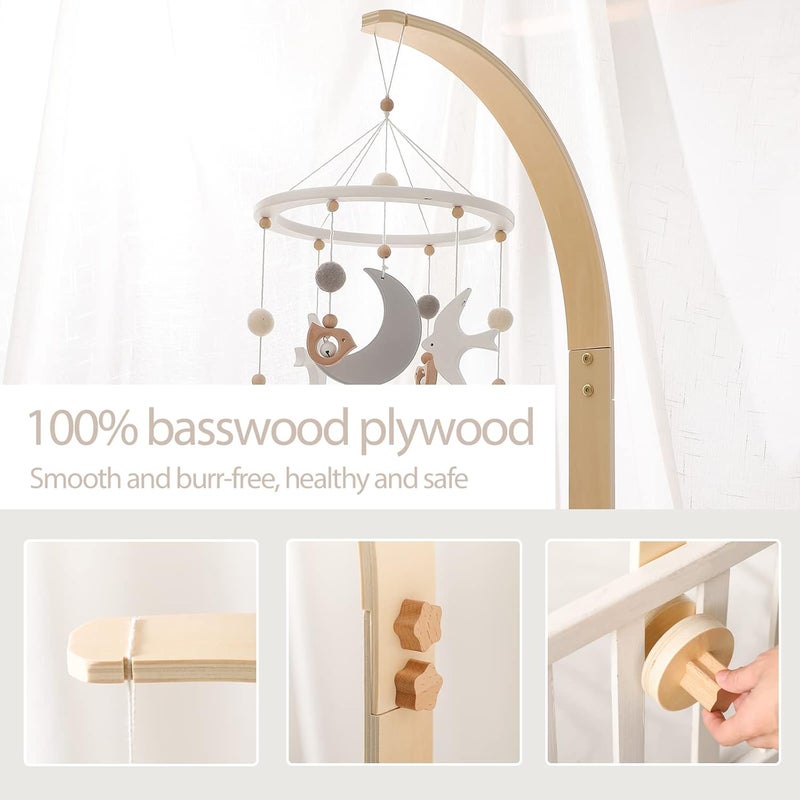 let's make Baby Crib Mobile Arm - Wooden Baby Mobile Crib Holder for Hanging Baby Crib Attachment for Nursery Decor (Curved Structural Arm) - Image 2